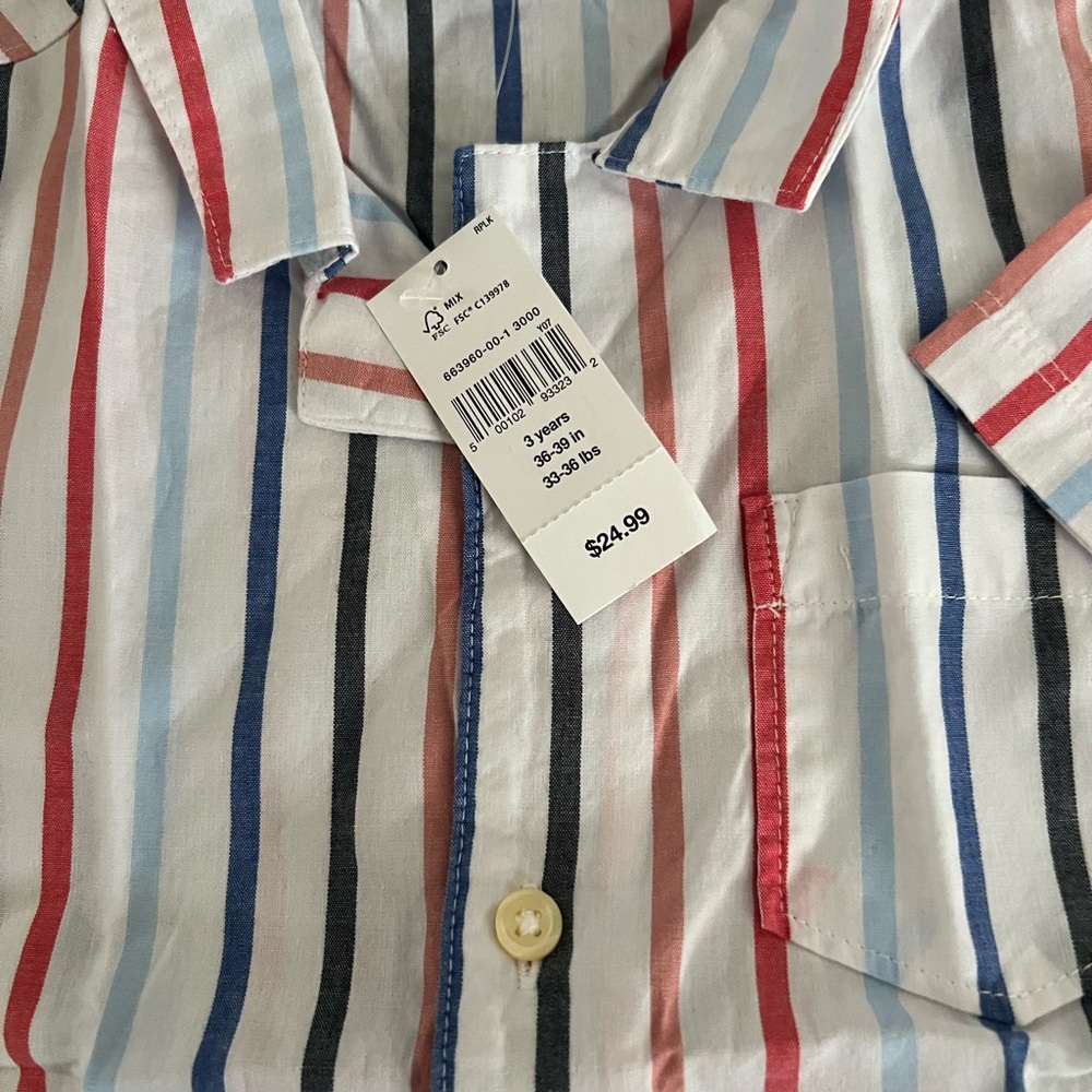 GAP Kids Striped Button Down Shirt - Red, Blue, Black